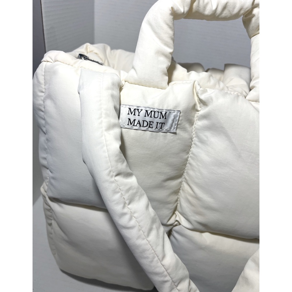 My Mum Made It Puffer Tote Bag Cream